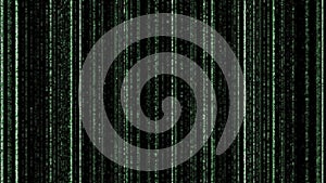 Green binary code on black background