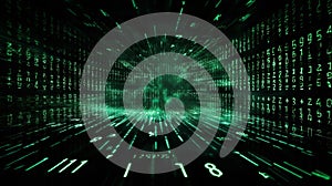 matrix style binary code digital background with falling numbers