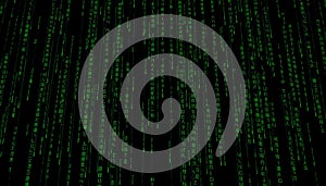 Matrix style green code rain, digital data stream, Stock Photo, Generative AI