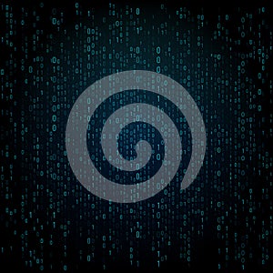Matrix texture with digits. Binary code, abstract futuristic cyberspace background. Data analisys pattern.
