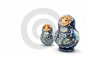 Matryoshka Dolls isolated on a white background. Russian Wooden Doll Souvenir