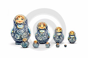 Matryoshka Dolls isolated on a white background. Russian Wooden Doll Souvenir
