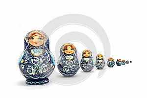 Matryoshka Dolls isolated on a white background. Russian Wooden Doll Souvenir