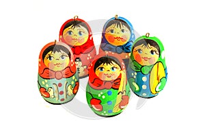 Matryoshka Dolls isolated on a white background. Russian Wooden Doll Souvenir. Russian nesting dolls