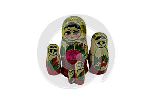 Matryoshka Dolls isolated on a white background. Russian Wooden Doll Souvenir. Russian nesting dolls