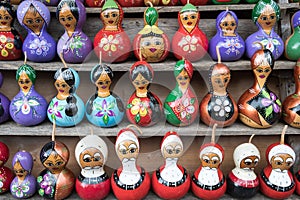 Matryoshka dolls for sale at desk