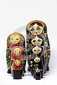 Matryoshka family. Russian doll on a White background