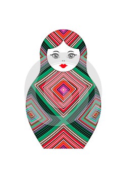 Matryoshka icon Russian nesting doll with geometric ornament vector isolated