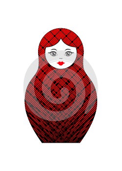 Matryoshka icon Russian nesting doll with geometric ornament vector isolated