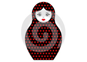 Matryoshka icon Russian nesting doll with ornament polka dot, vector isolated