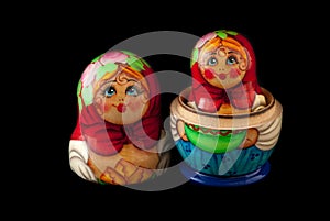 Matryoshka isolated on black background