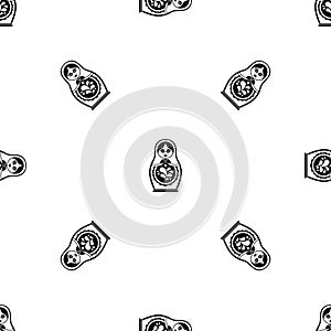 Matryoshka pattern seamless black