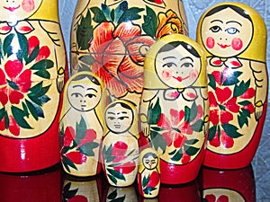 Matryoshka-Russian folding doll made of wood, inside which there are dolls of smaller size. Semenovskaya matryoshka