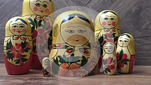 Matryoshka - Russian folding doll made of wood, inside which there are dolls of smaller size. Semenovskaya matryoshka