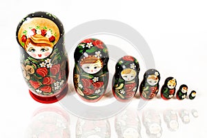 Matryoshka. Russian folk toys on white background.