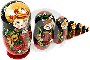 Matryoshka. Russian folk toys on white background.