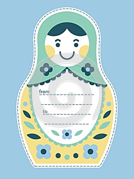 Matryoshka russian nesting doll gift tag or card