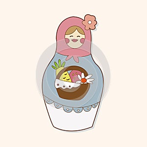 Matryoshka , Russian traditional wooden doll, vector pattern, el