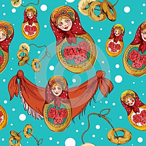 Matryoshka seamless pattern