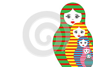 Matryoshka set icon Russian nesting doll with coloured striped ornament, vector illustration