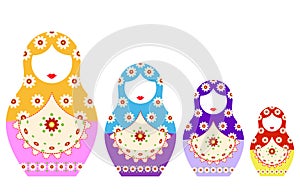 Matryoshka set icon Russian nesting doll with ornament, vector illustration, isolated or white background