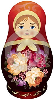 Matryoshka Zhostovo style realistic vector photo