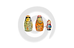 Matryoshkas dolls on white background