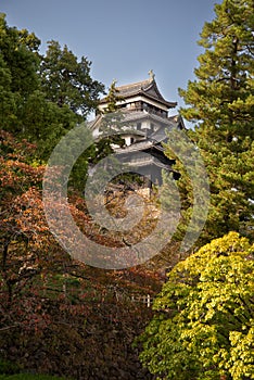 Matsue castle. Traditional Japanese castle architecture. National landmark, Japan