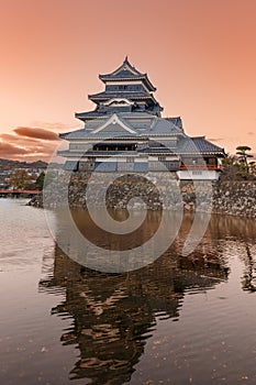 Matsumoto Castle or Crow Castle in Autumn, is one of Japanese premier historic castles in easthern Honshu. Landmark and popular