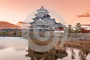 Matsumoto Castle or Crow Castle in Autumn, is one of Japanese premier historic castles in easthern Honshu. Landmark and popular