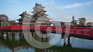 Matsumoto Castle day to night time lapse in Matsumoto, Nagano Prefecture, Japan