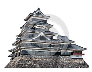 Matsumoto castle white background isolated