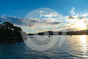 Matsushima Bay Sightseeing Cruises in beautiful dusk