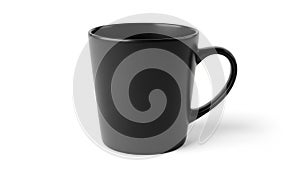 Matte black ceramic mug with a smooth texture and a curved handle