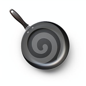 Matte Black Frying Pan With Dropper Cap On White Background photo