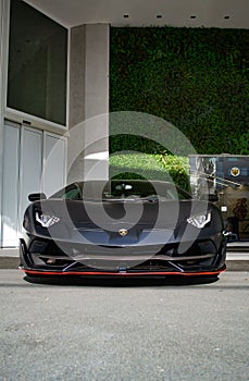 Matte black Lamborghini Aventador SVJ luxury car