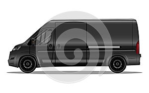Matte black van with black alloy rims photo