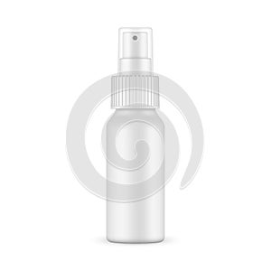 Matte spray bottle mockup with transparent cap isolated on white background