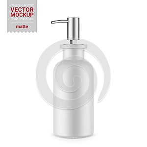 Matte white soap dispenser bottle mockup template