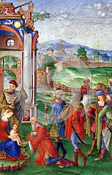 Matteo da Milano: miniatures from the breviary of Alfonso I d Este: Adoration of the Magi