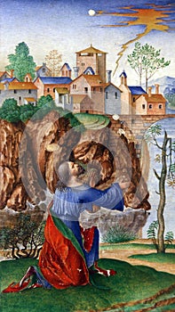 Matteo da Milano: miniatures from the breviary of Alfonso I d`Este: David in prayer