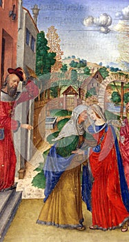 Matteo da Milano: miniatures from the breviary of Alfonso I d`Este: Visitation of the Virgin Mary