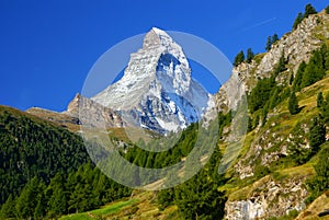 Matterhorn (4478m) in the Pennine Alps from Zermatt, Switzerland