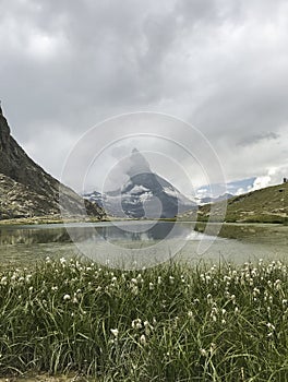 Matterhorn Cervino from Riffelsee. Zermatt, Swiss Alps