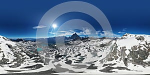 Matterhorn e Dent d`Herens overview on mountain in sunny day