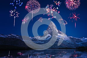 The Matterhorn ( Italian: Cervino, French: Cervin) with fireworks