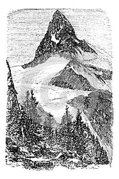 The Matterhorn or Monte cervino. Zermatt, Switzerland vintage engraving