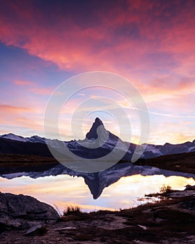 Matterhorn peak on Stellisee lake