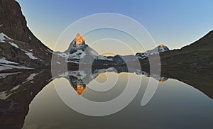 Matterhorn reflected in the Riffelsee.