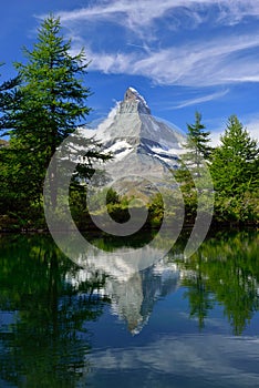 Matterhorn reflecting in Grindjisee - one of the lakes on the 5